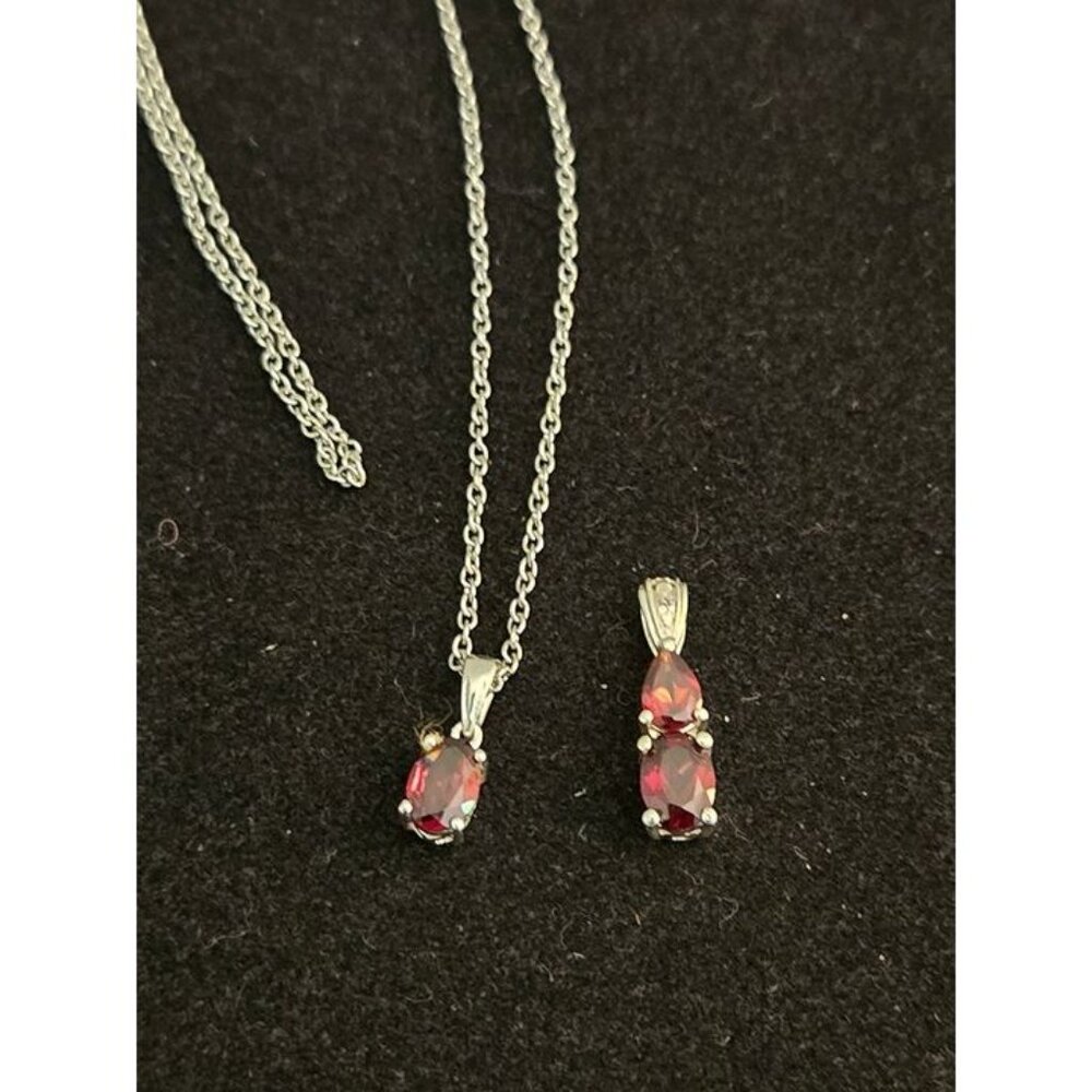 Red Gemstone Pendant Necklace & Extra Pendant